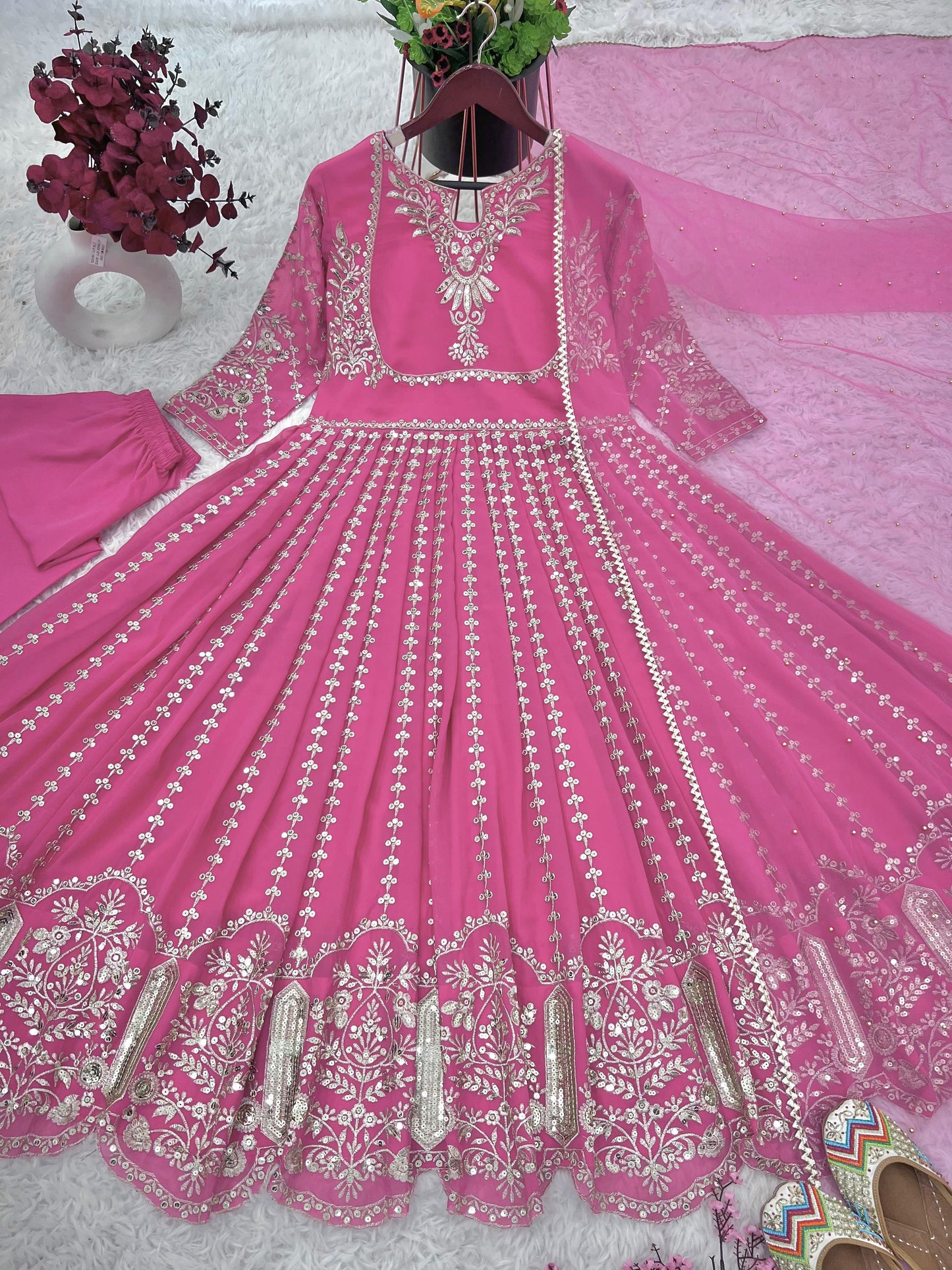Embroidery Sequence Work Gown