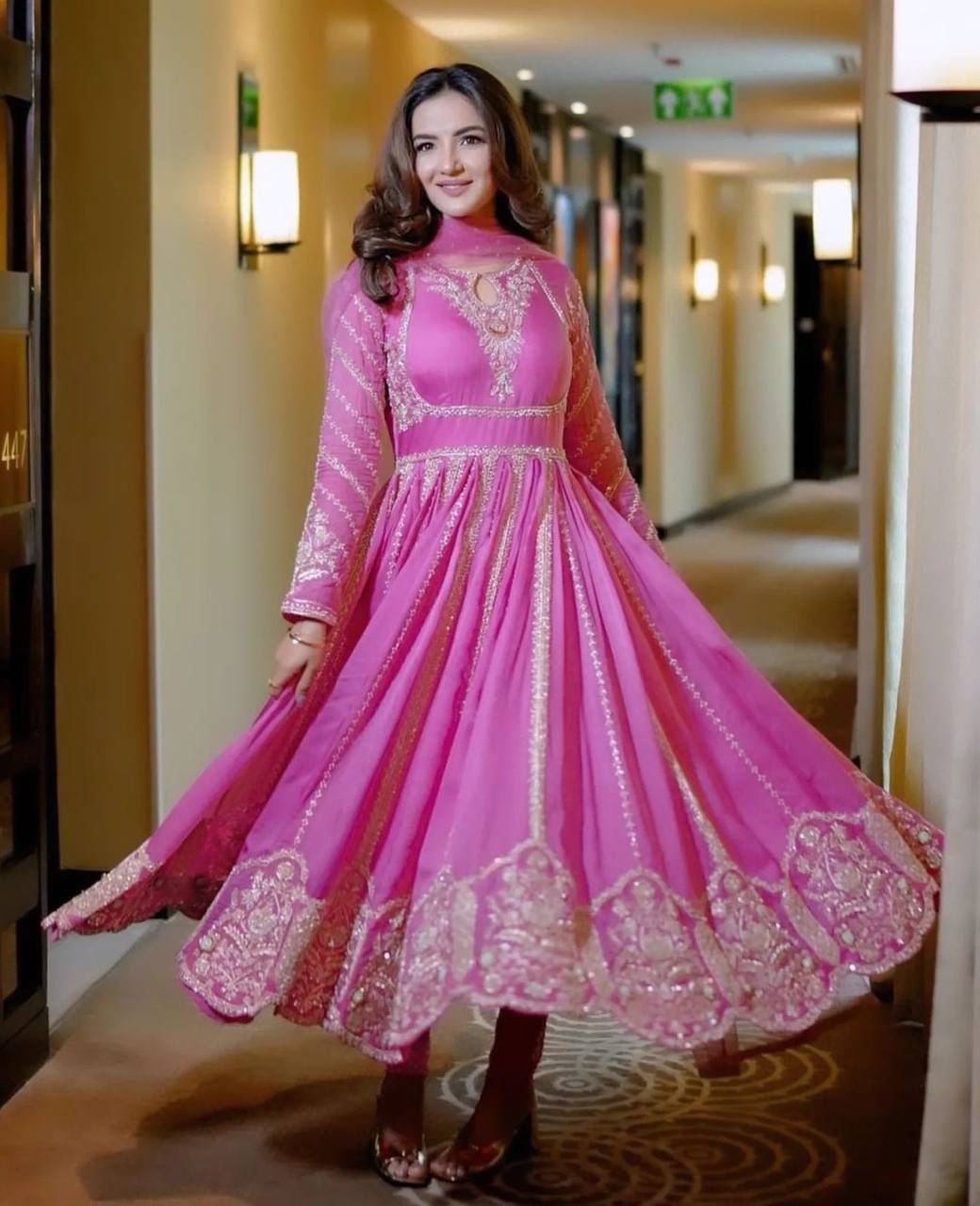Embroidery Sequence Work Gown