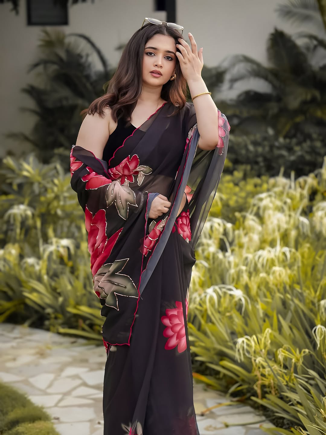 Georgette Handwork Saree