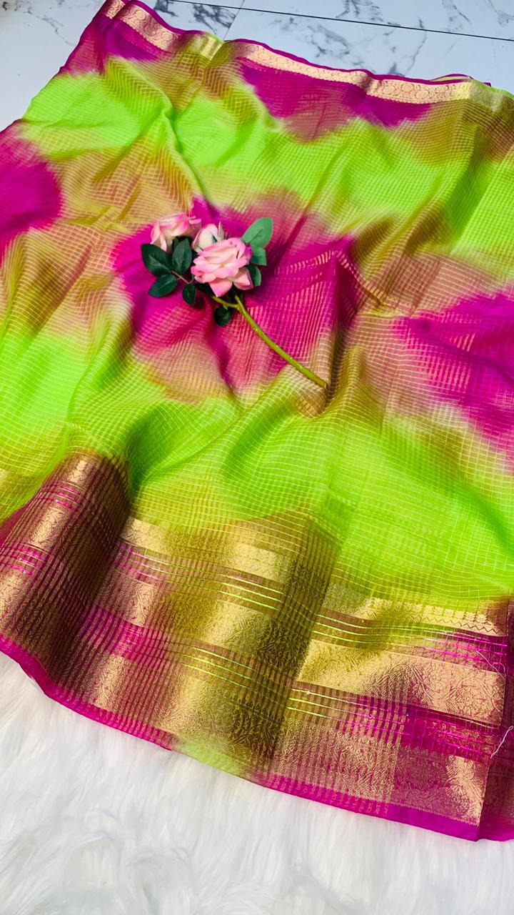 Organza Checks Saree
