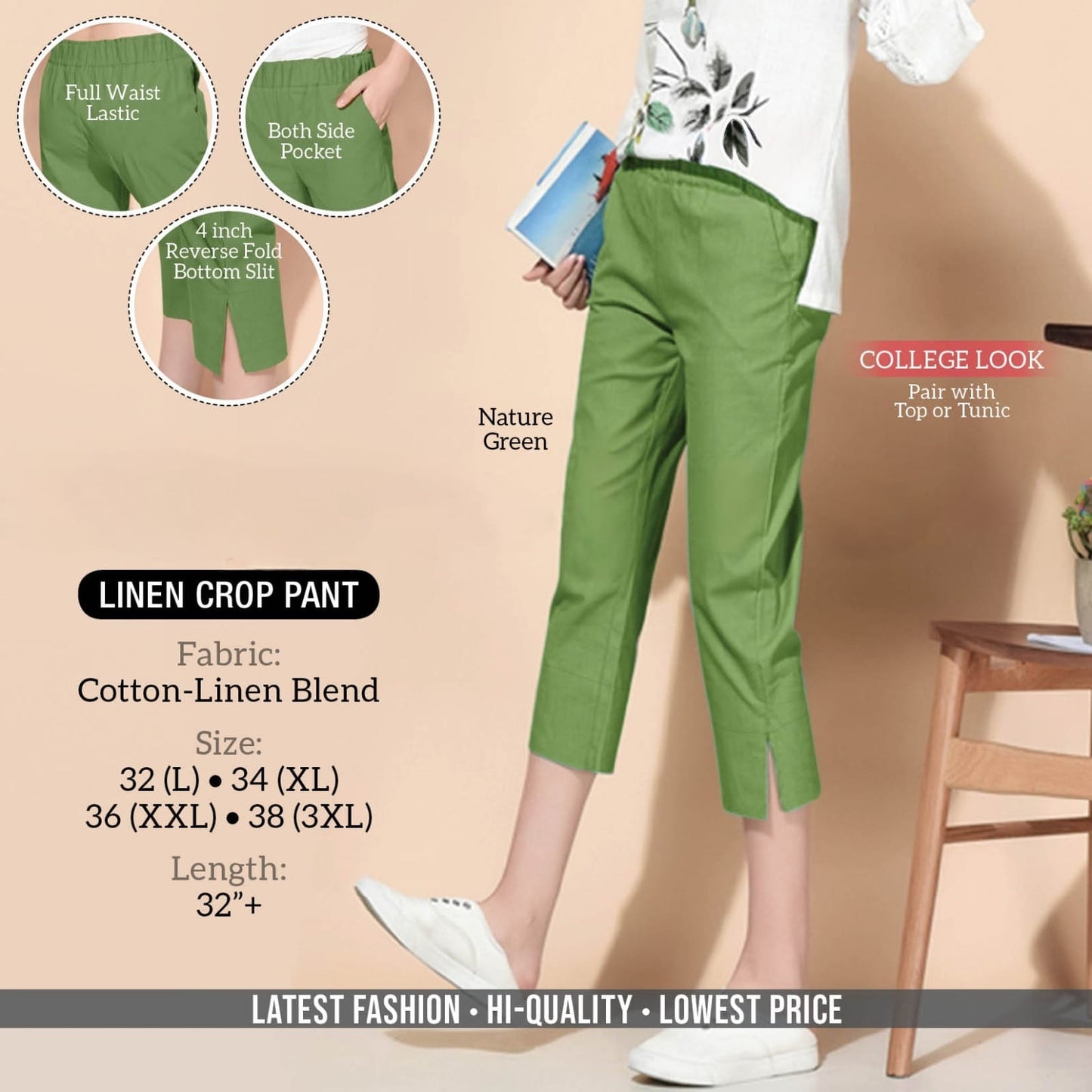 LINEN CROP PANT