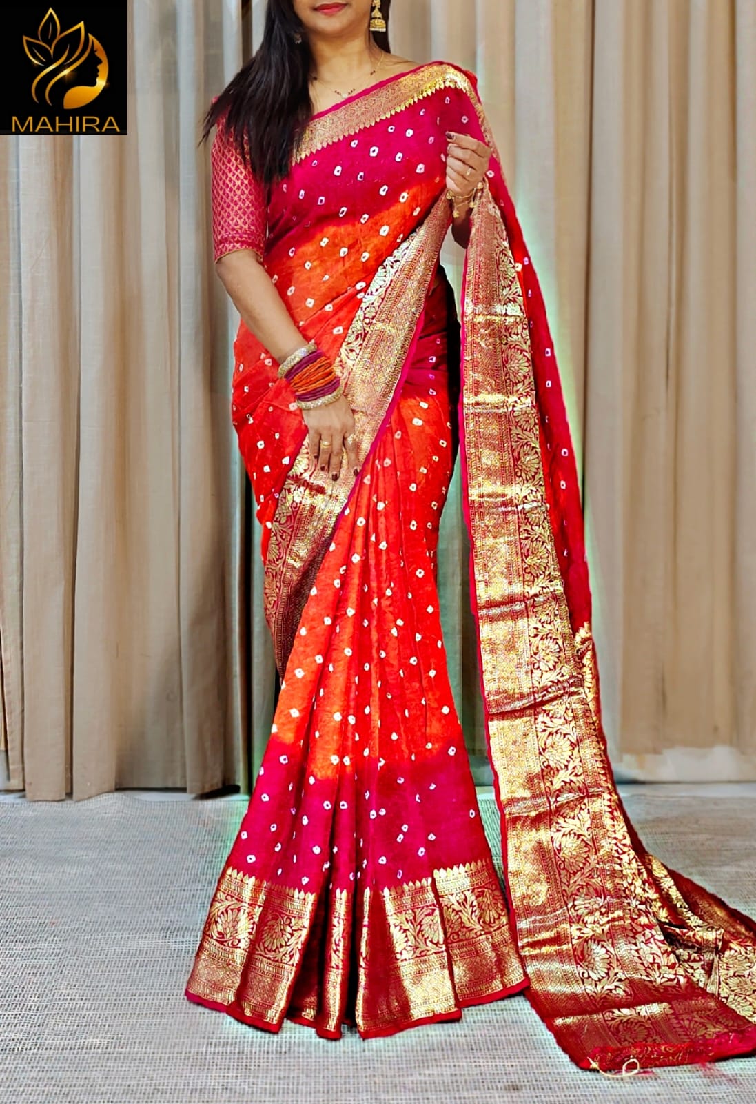 Kanjivaram Bandhani Saree