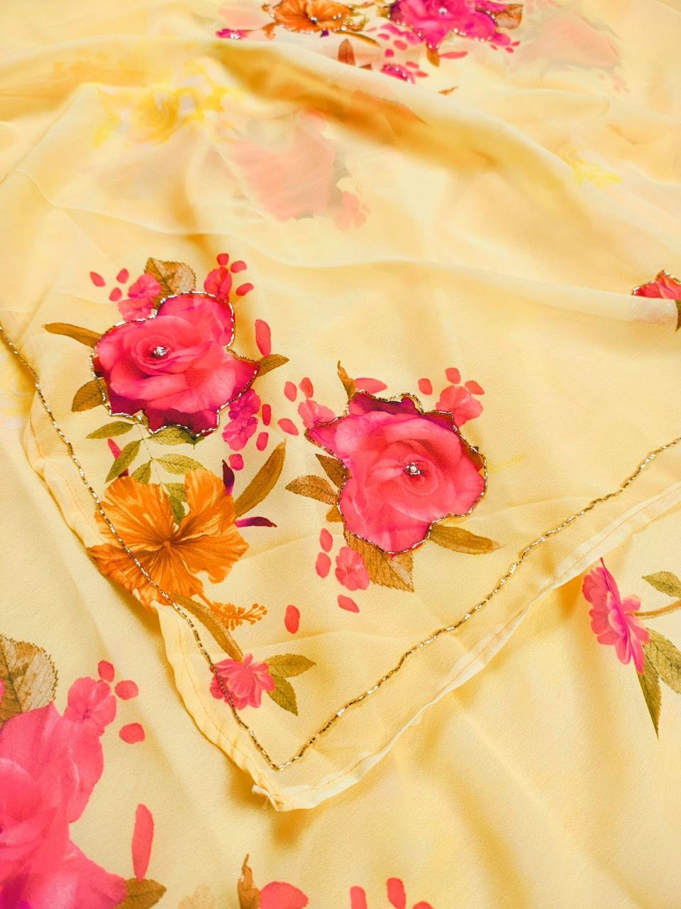 Georgette Handwork Saree