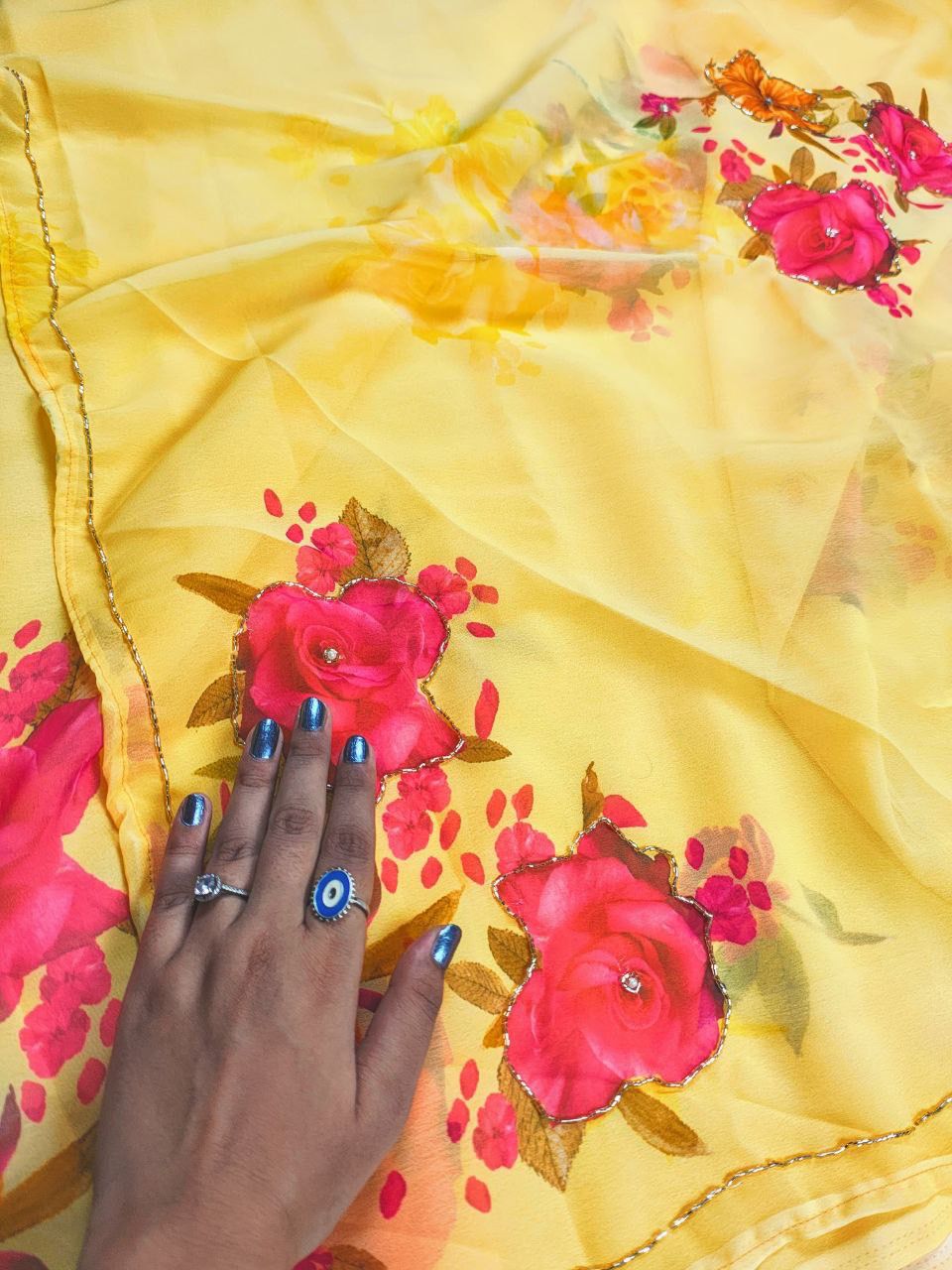 Georgette Handwork Saree