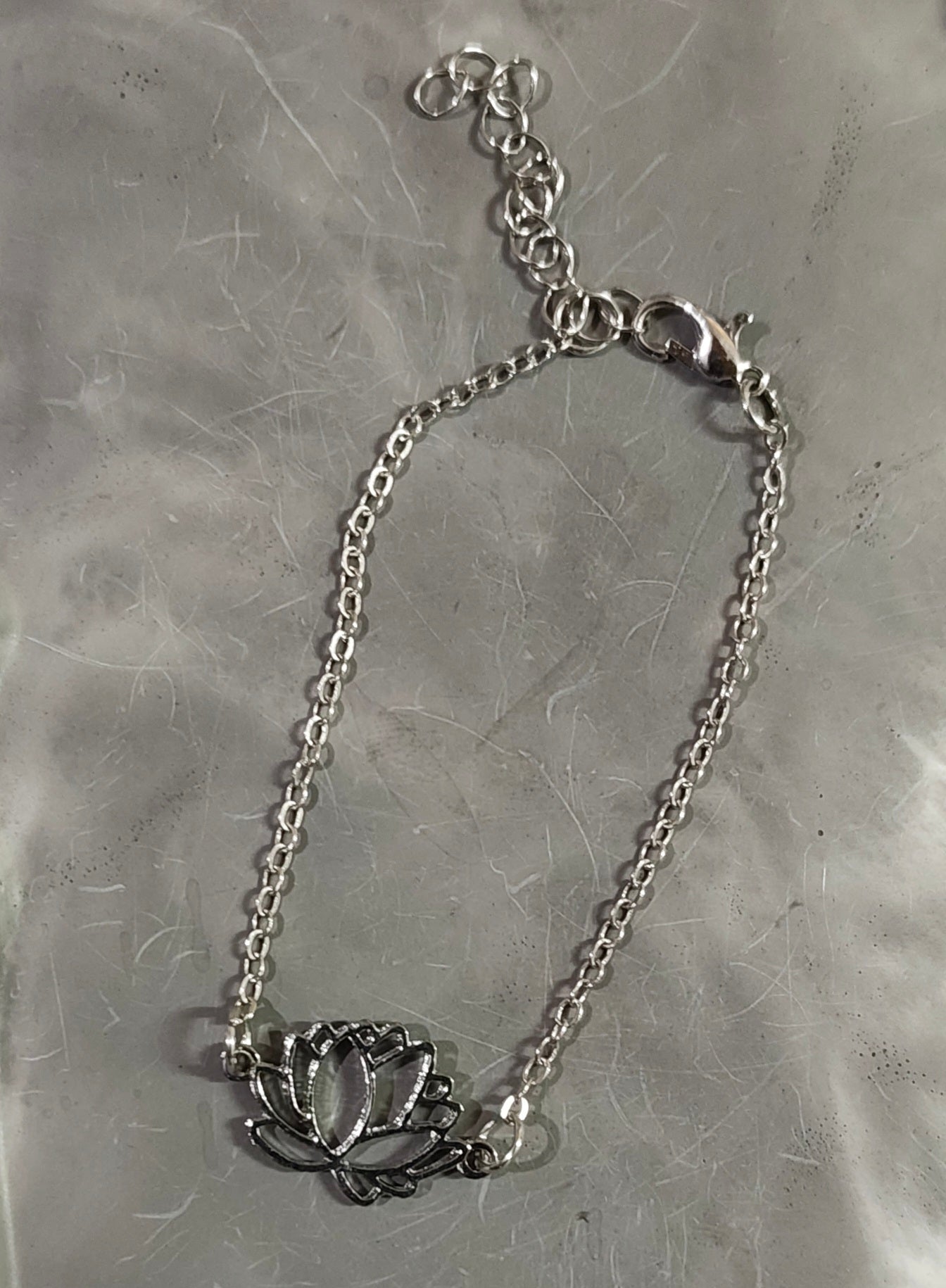 Silver Lotus Bracelet