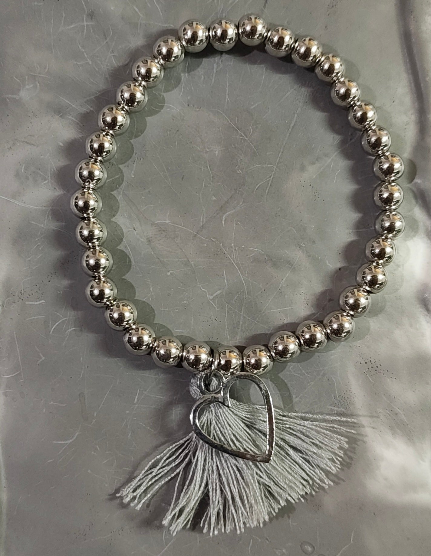 Silver Pearl Heart Bracelet