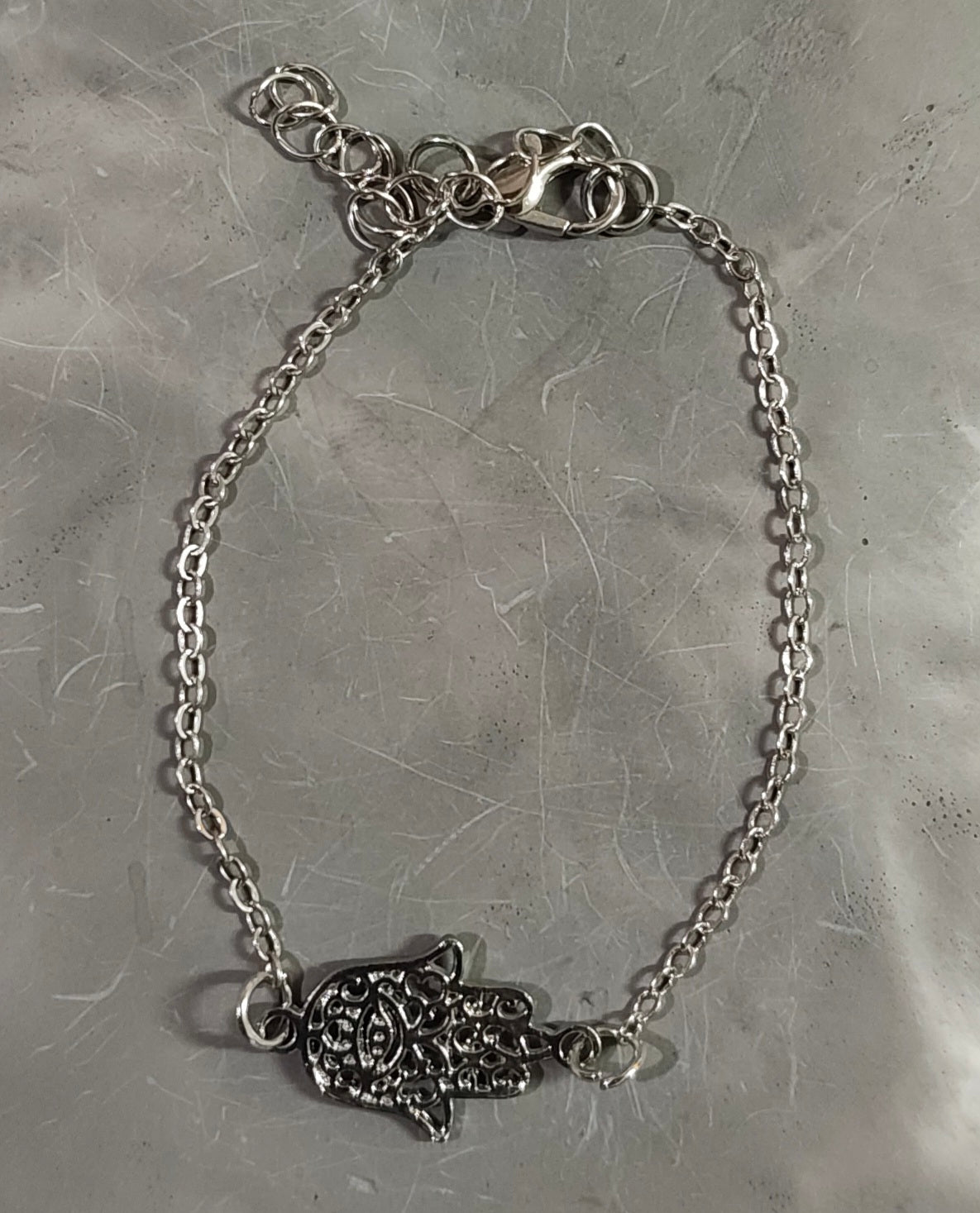 Silver Hand Of Hamsa Bracelet