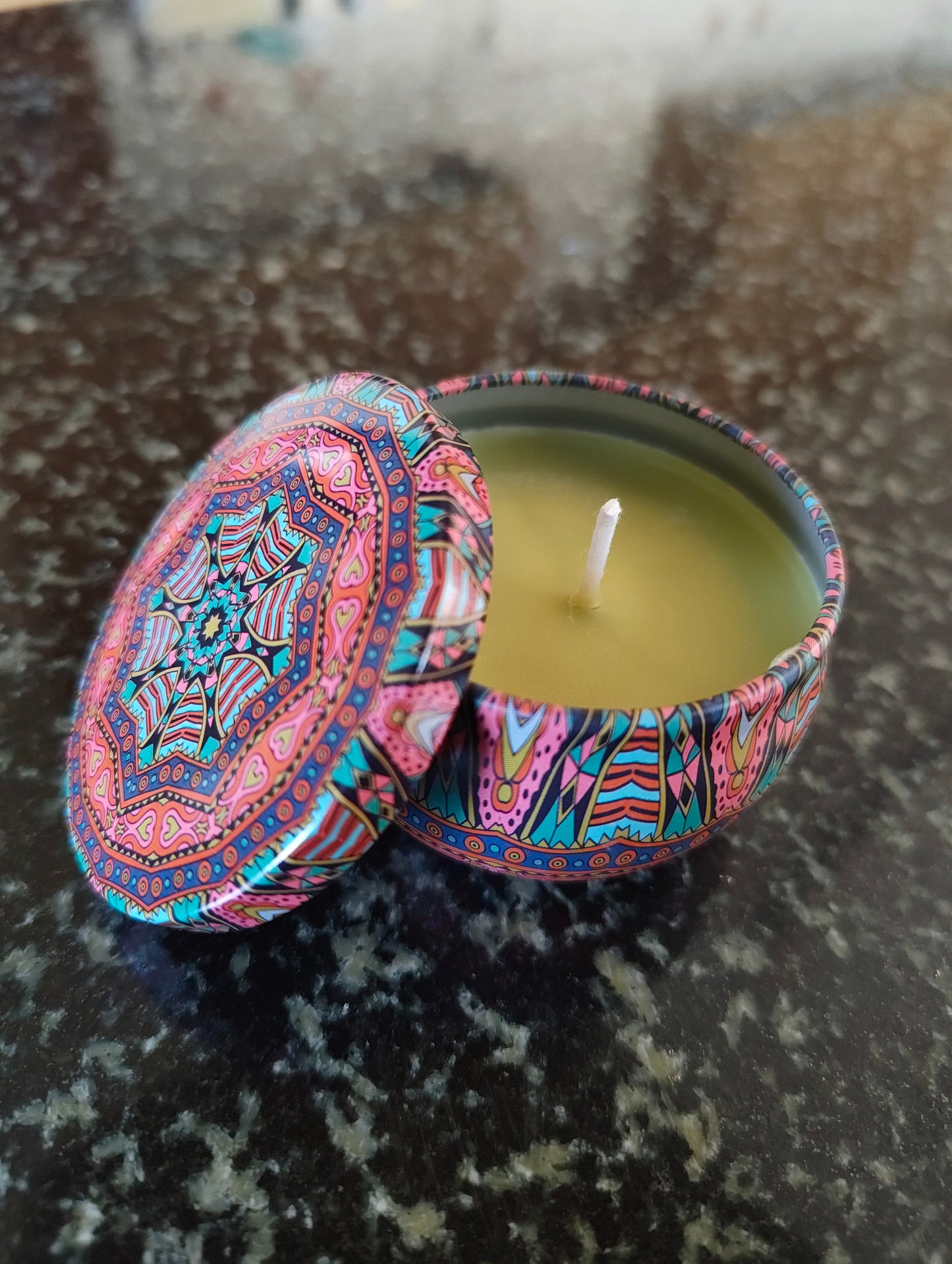 Winter Pines Mandala Tin Candle