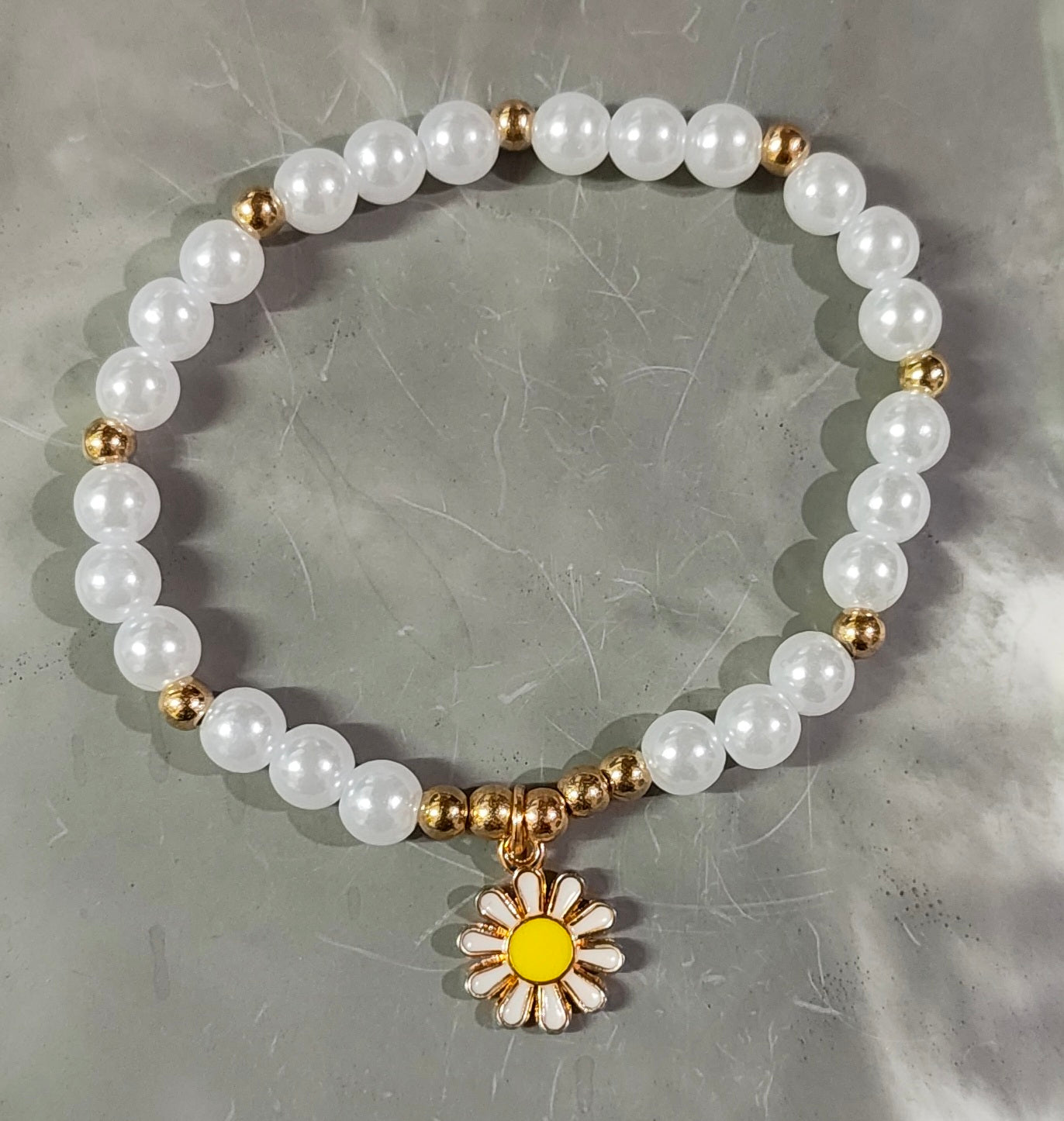 Golden Pearl Flower Bracelet