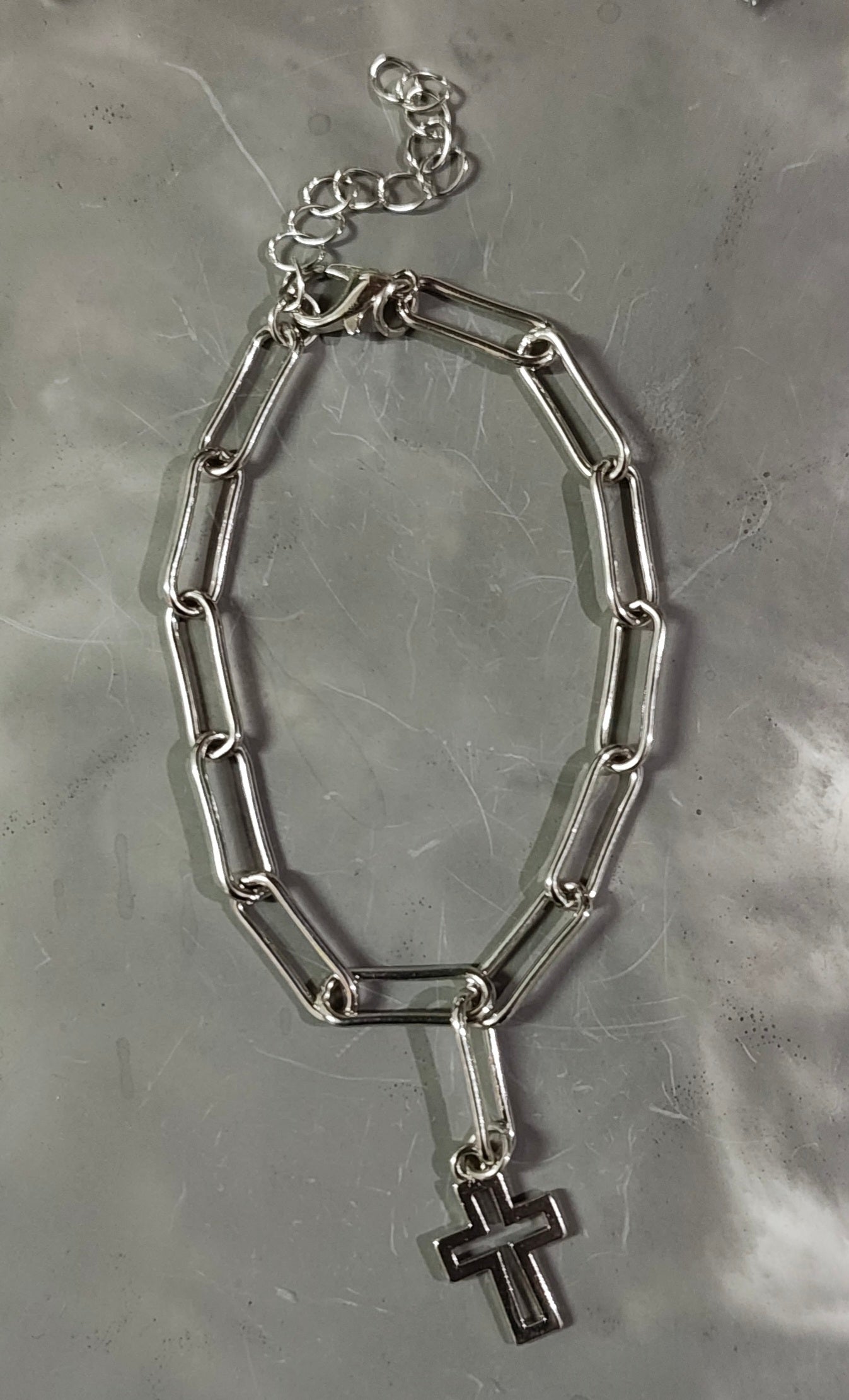 Silver Cross Link Bracelet