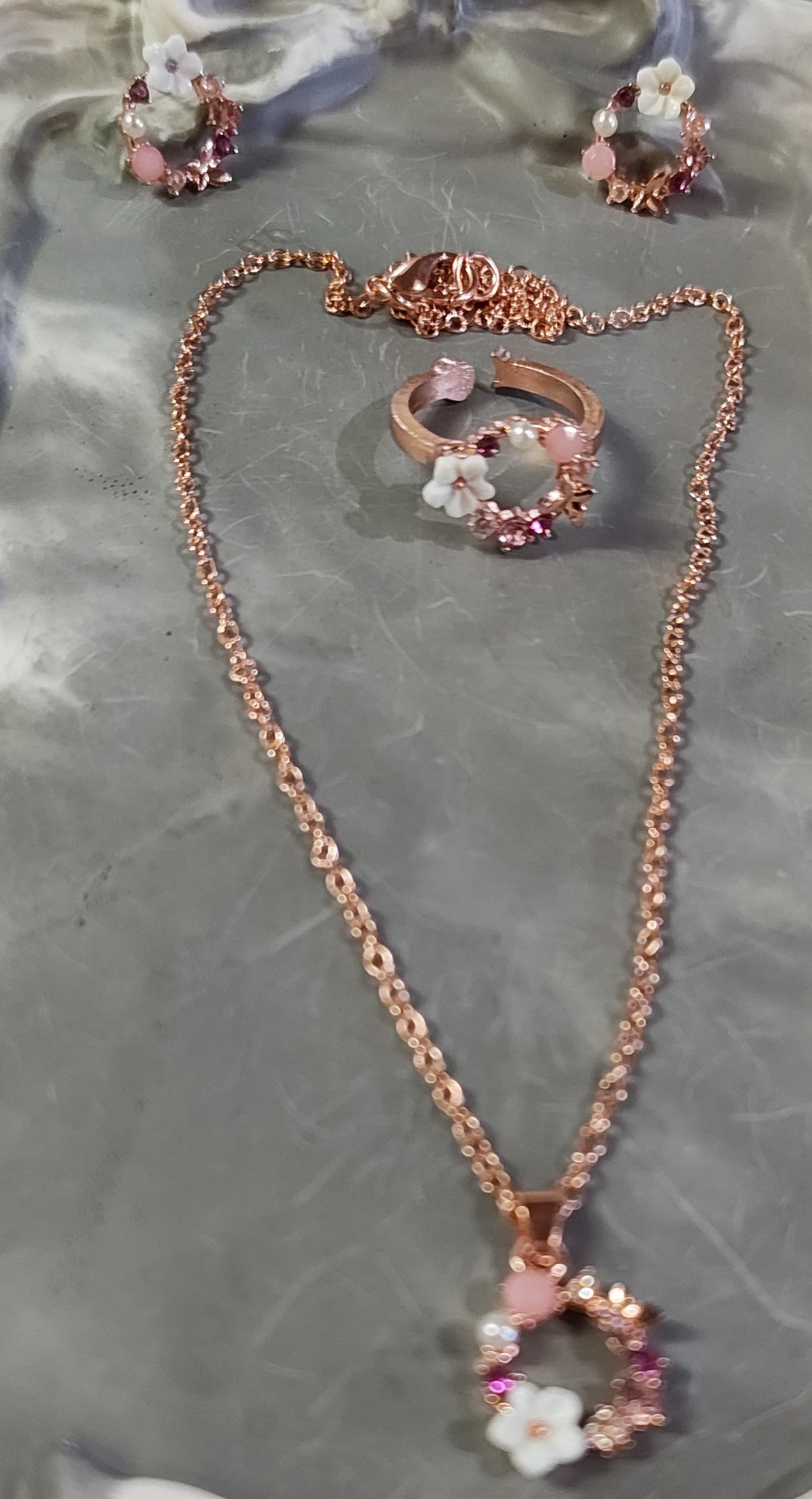 Rose Gold Korean Floral Set