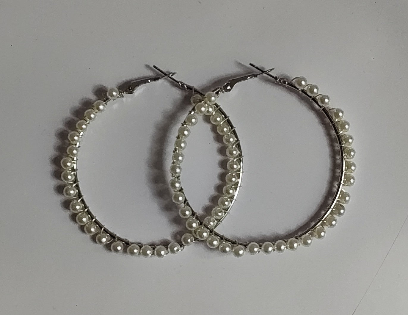 Silver Beaded Hoops