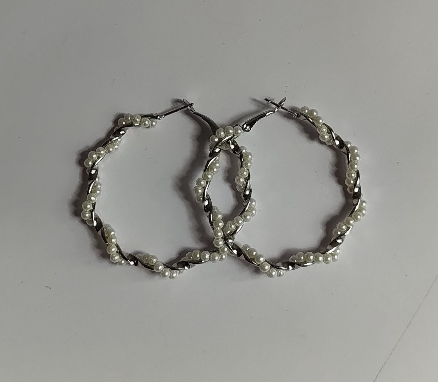 Silver Beaded Hoops