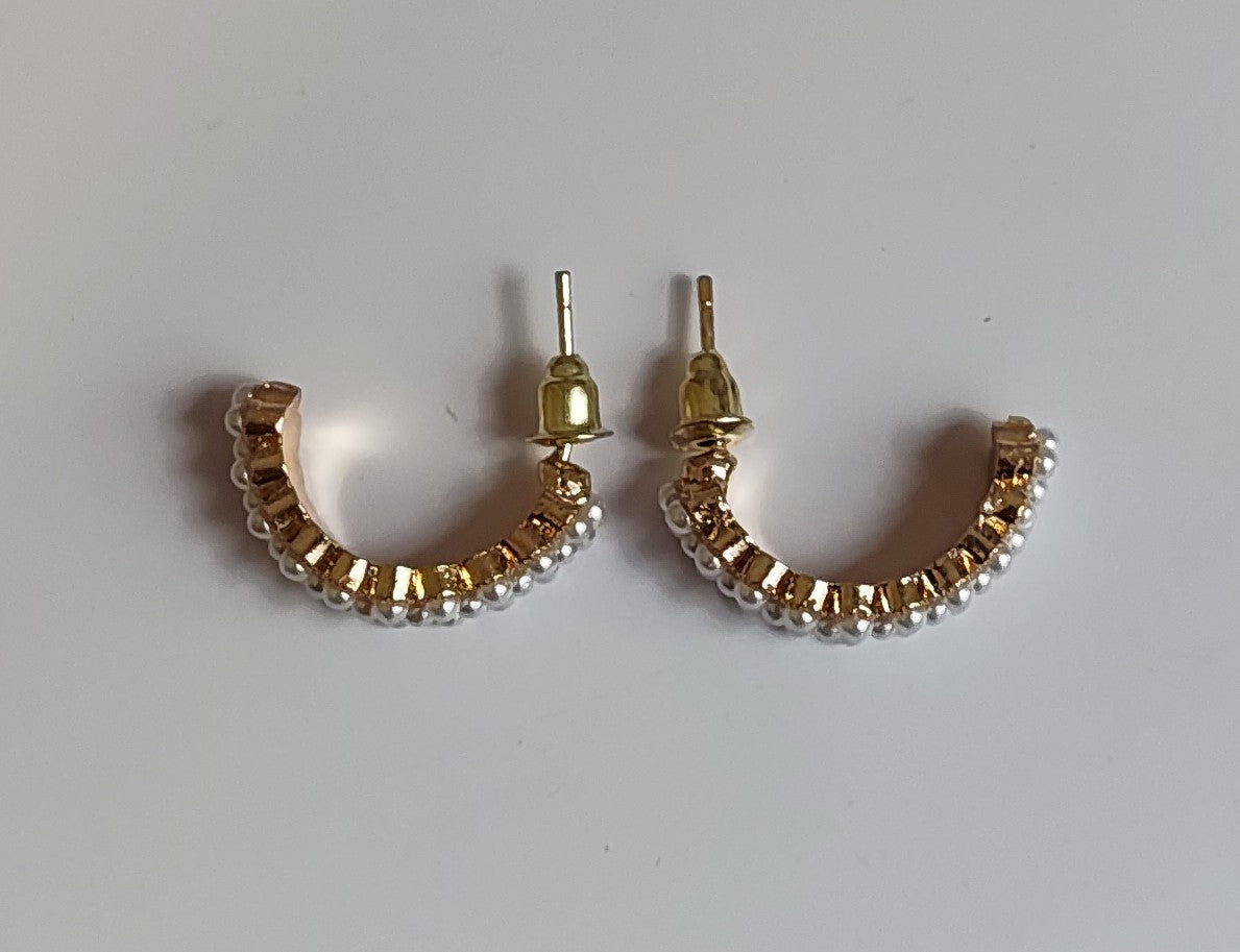 Golden Beaded Half Hoops