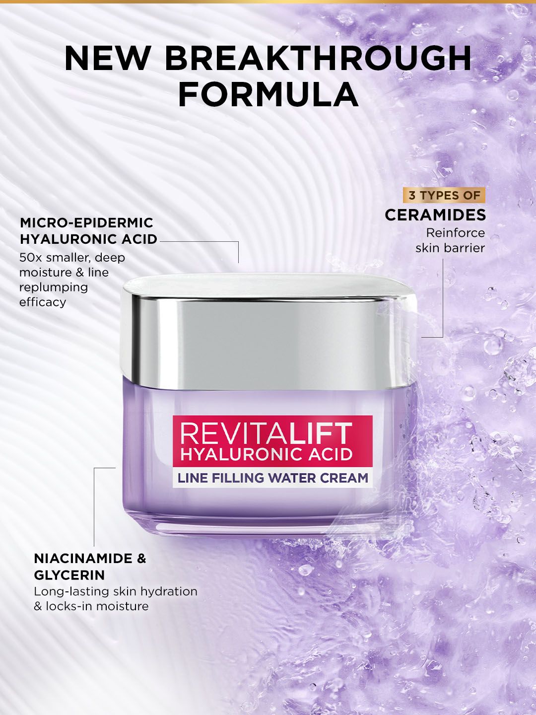 LOreal Paris Revitalift Hyaluronic Acid Line Filling Water Cream with Ceramides