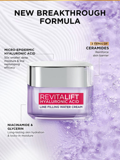 LOreal Paris Revitalift Hyaluronic Acid Line Filling Water Cream with Ceramides