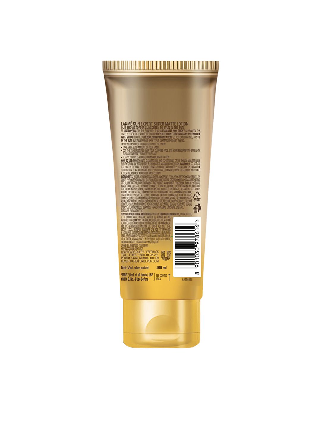 Lakme Matte Sunscreen SPF 50 PA+++ Niacinamide with UVA/B Protection