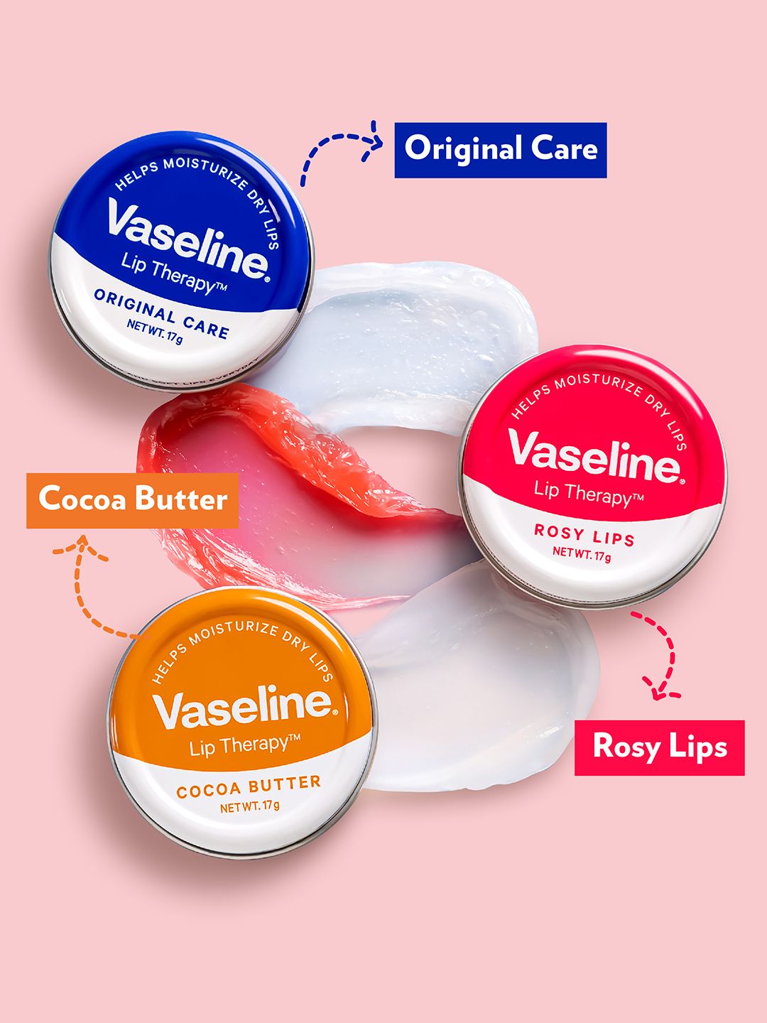 Vaseline Lip Therapy Tins For Moisturised & Soft Lips - Rosy Lips