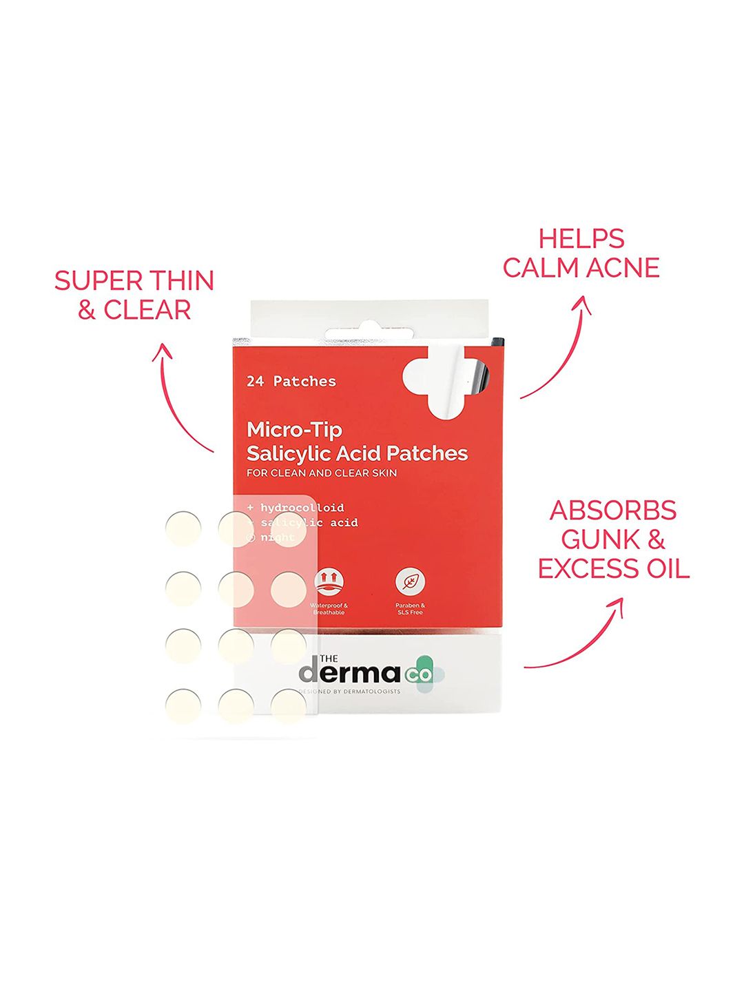 The Derma co. Unisex 24 Patches Micro-Tip Salicylic Acid Patches with Hydrocolloid