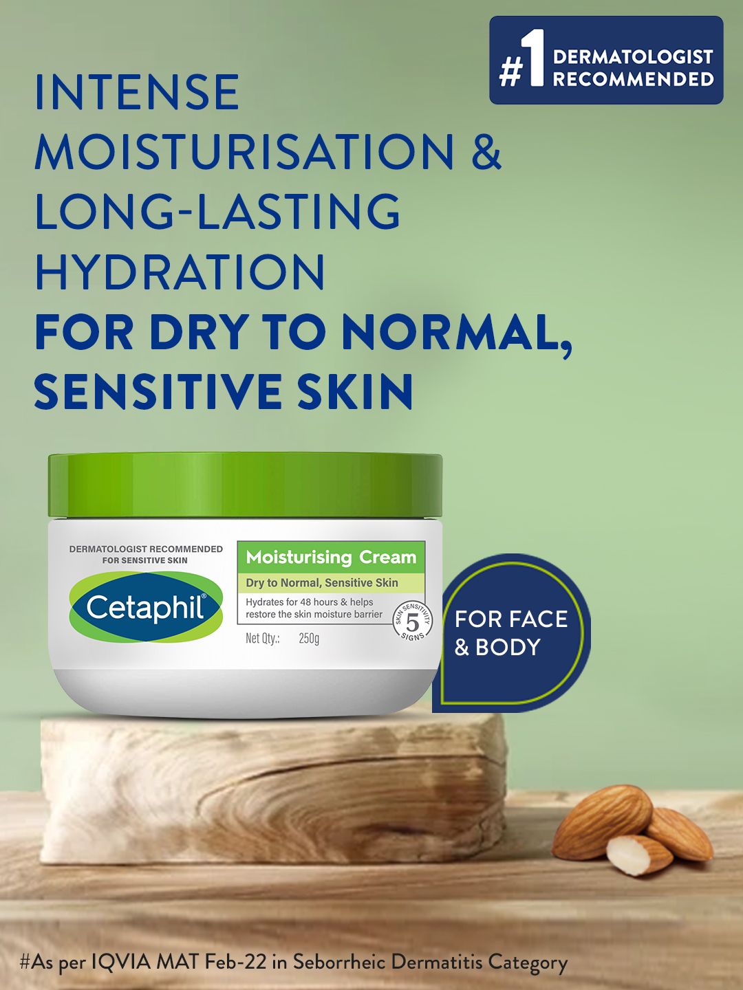 Cetaphil Moisturising Cream for Face & Body with Niacinamide & Vitamin B5 250g