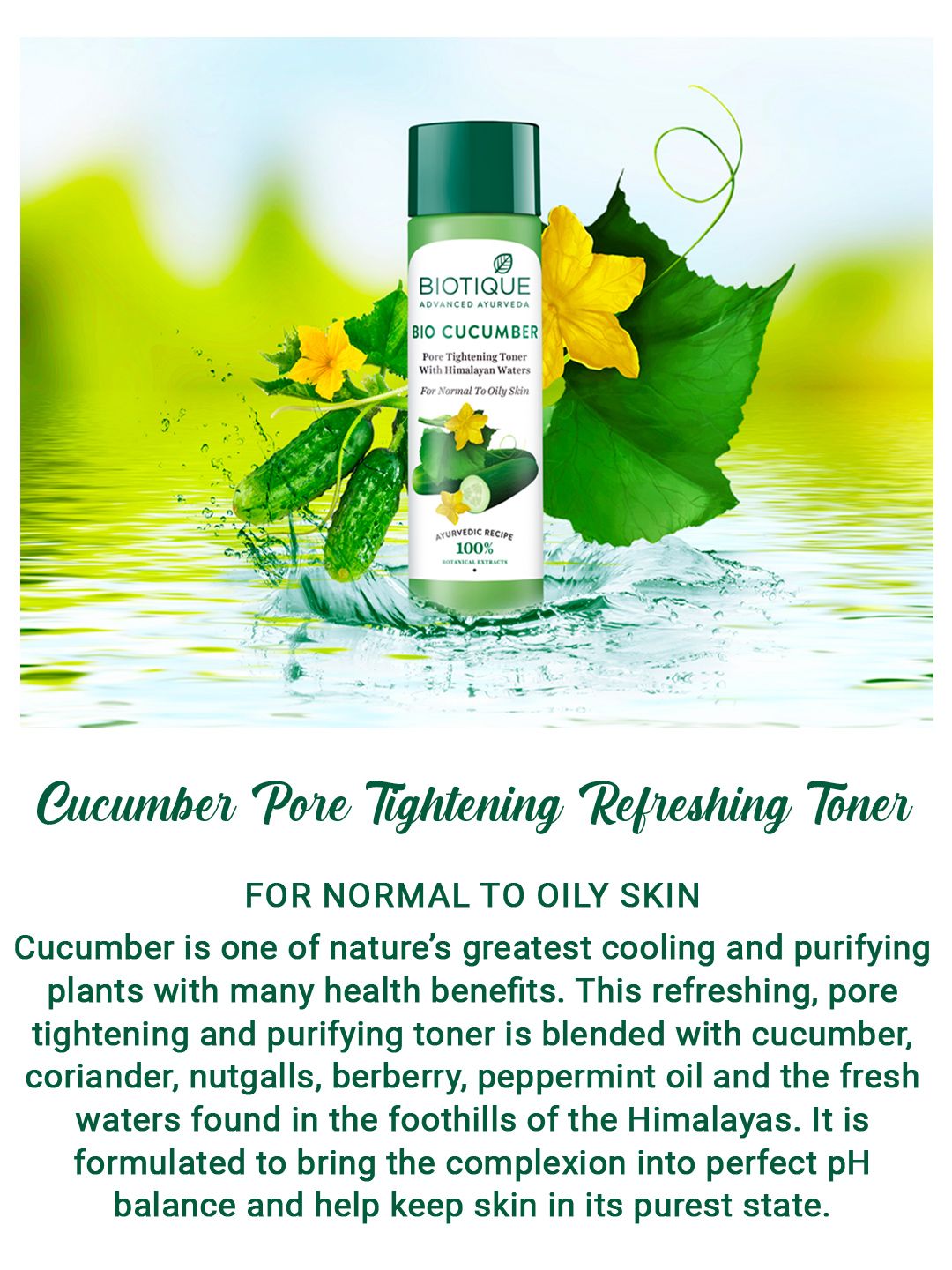 Biotique Cucumber Pore Tightening Normal to Oily Skin Refreshing Toner