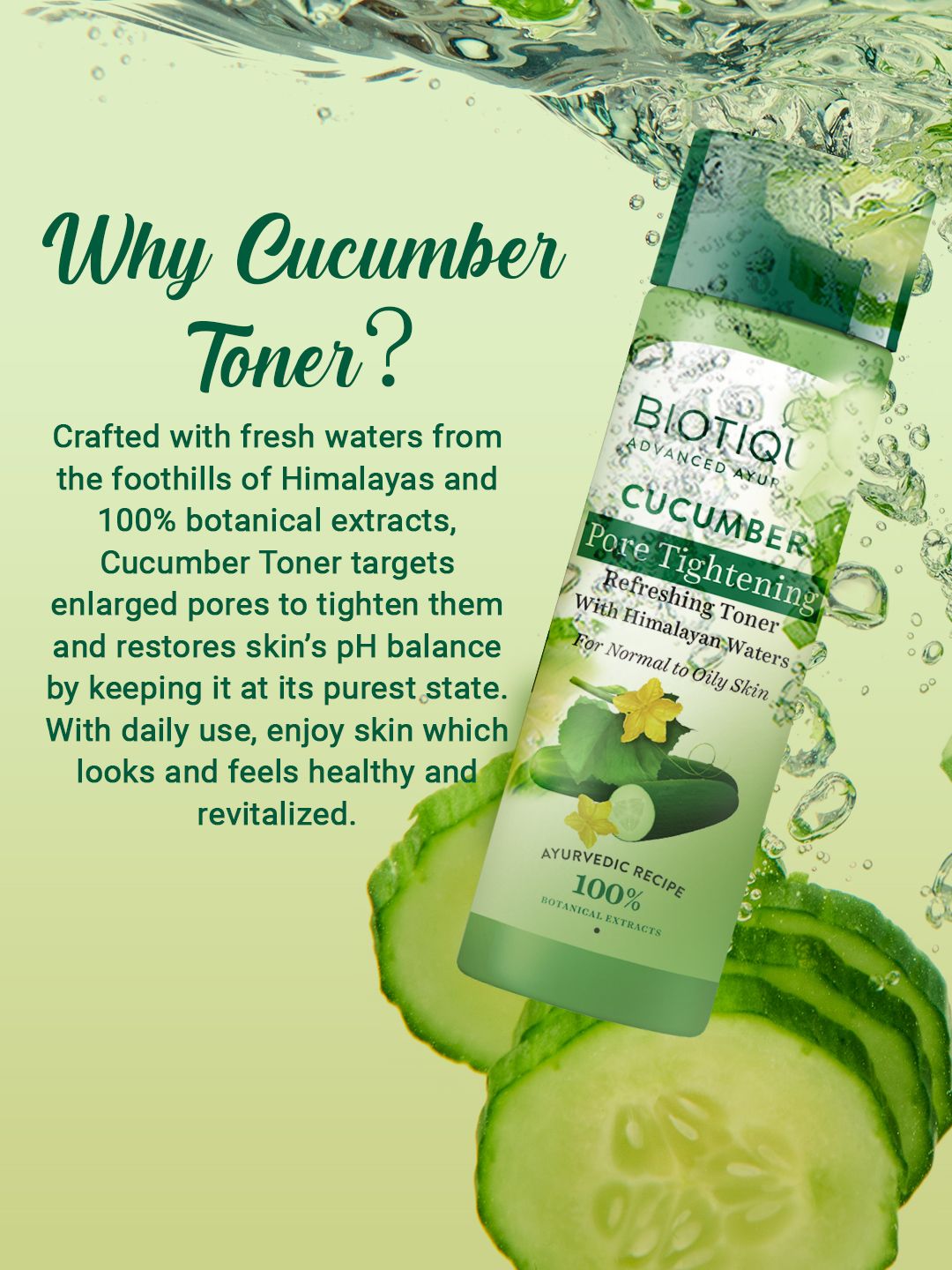 Biotique Cucumber Pore Tightening Normal to Oily Skin Refreshing Toner