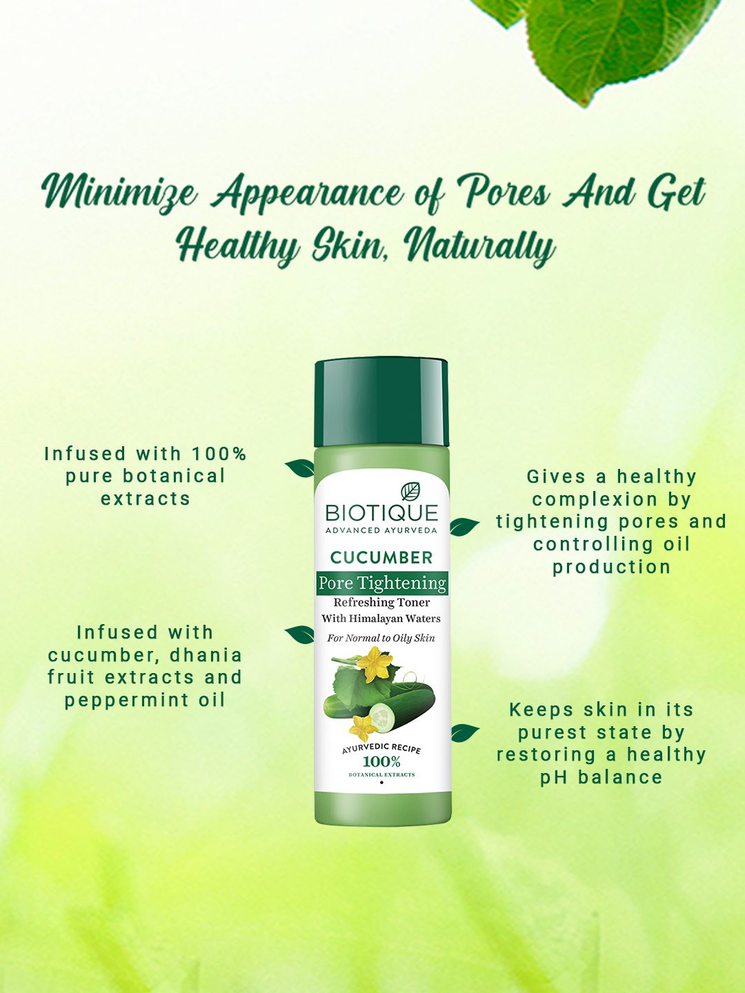 Biotique Cucumber Pore Tightening Normal to Oily Skin Refreshing Toner