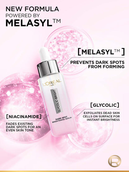 LOreal Paris Glycolic Bright Melasyl + Niacinamide Serum for Brightening Dark Spots