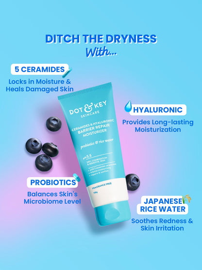 DOT & KEY Barrier Repair Hydrating pH5.5 Face Cream with Ceramides & Hyaluronic