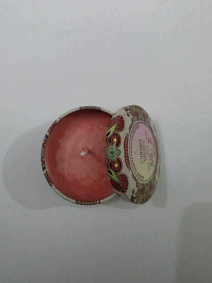 Cherry Velvet Mandala Tin Candle