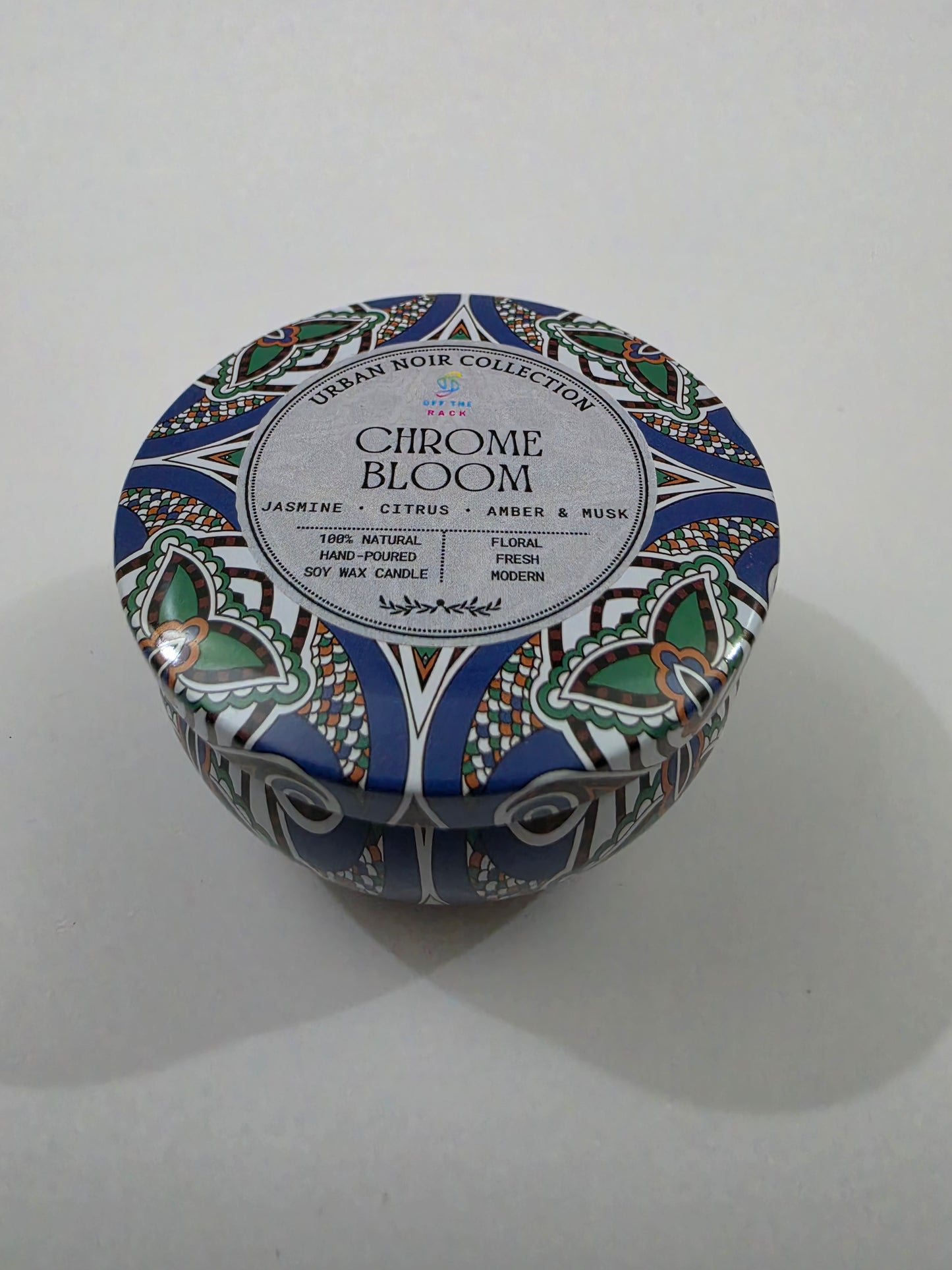 Chrome Bloom Mandala Tin Candle