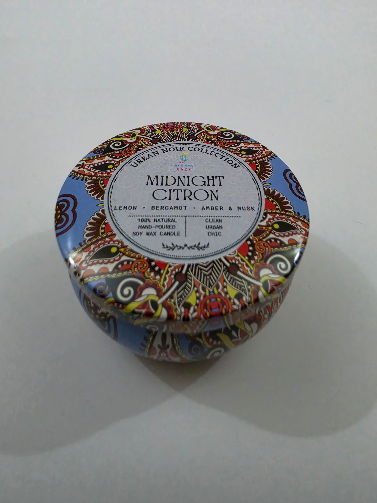 Midnight Citron Mandala Tin Candle