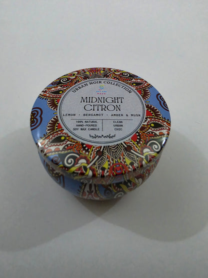 Midnight Citron Mandala Tin Candle