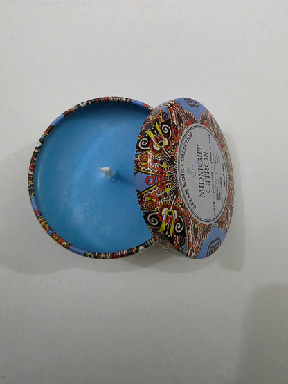Midnight Citron Mandala Tin Candle