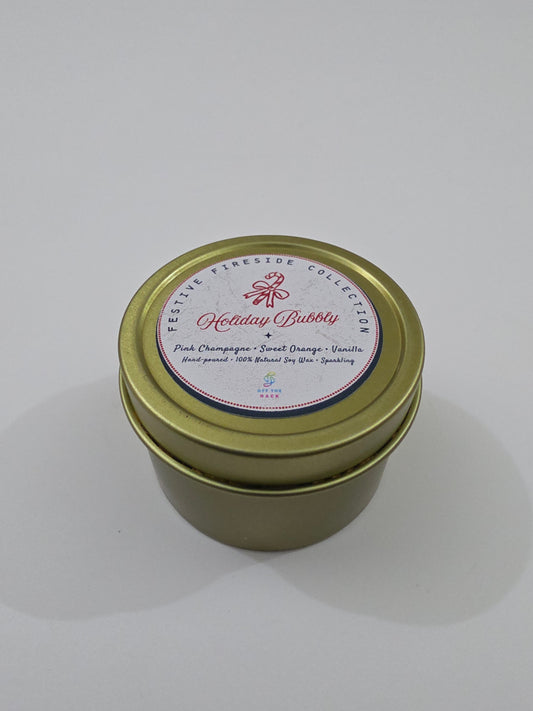 Holiday Bubbly Aluminium Tin Candle