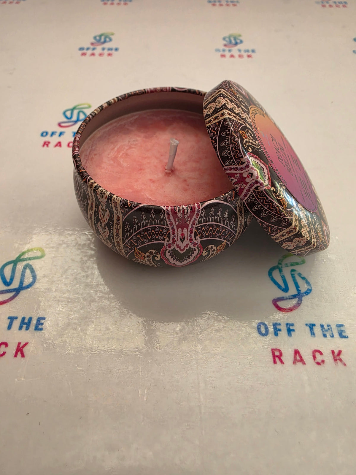 Peach Bellini Mandala Tin Candle