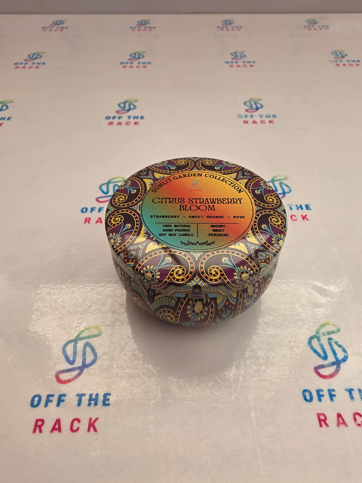Citrus Strawberry Bloom Mandala Tin Candle