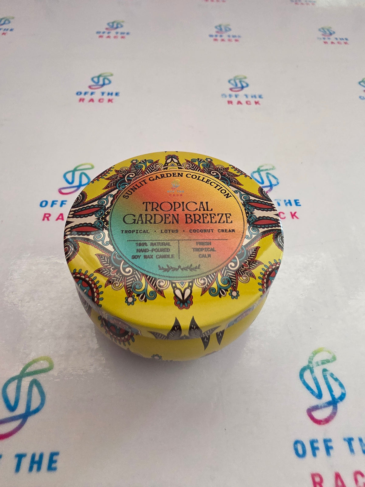 Tropical Garden Breeze Mandala Tin Candle