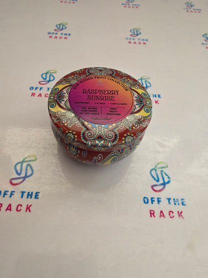 Raspberry Sunrise Mandala Tin Candle