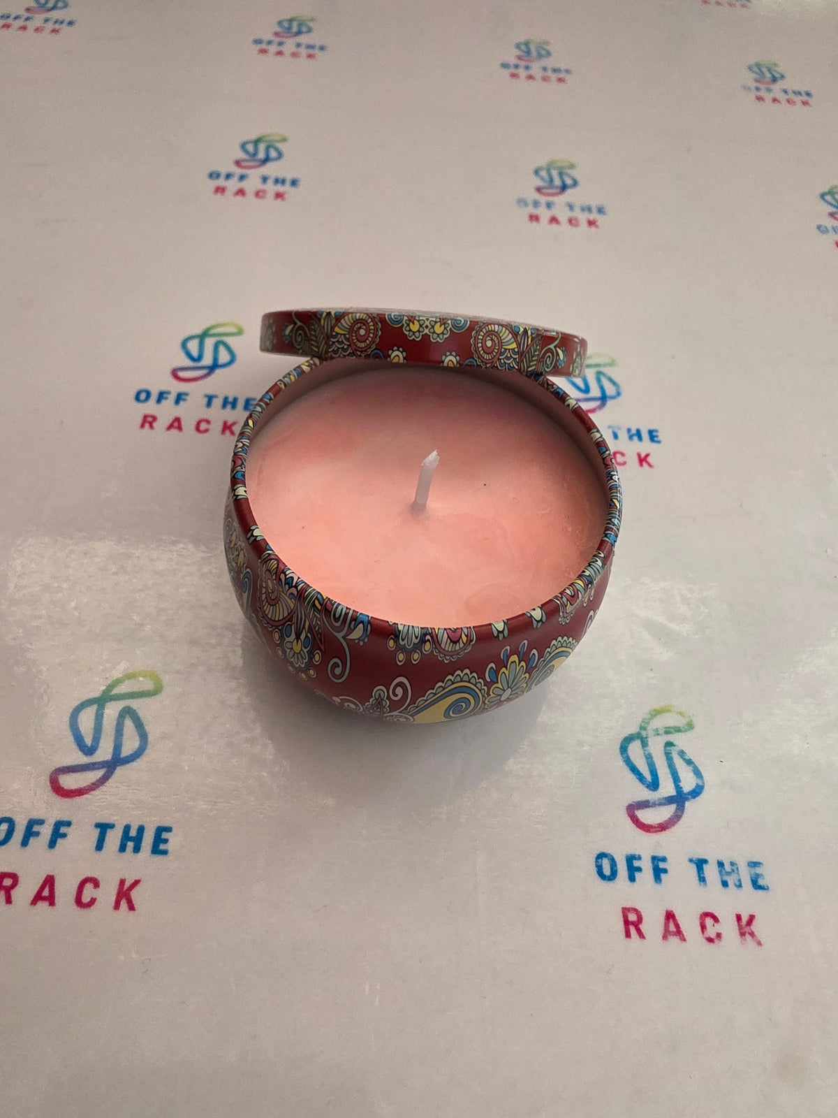 Raspberry Sunrise Mandala Tin Candle