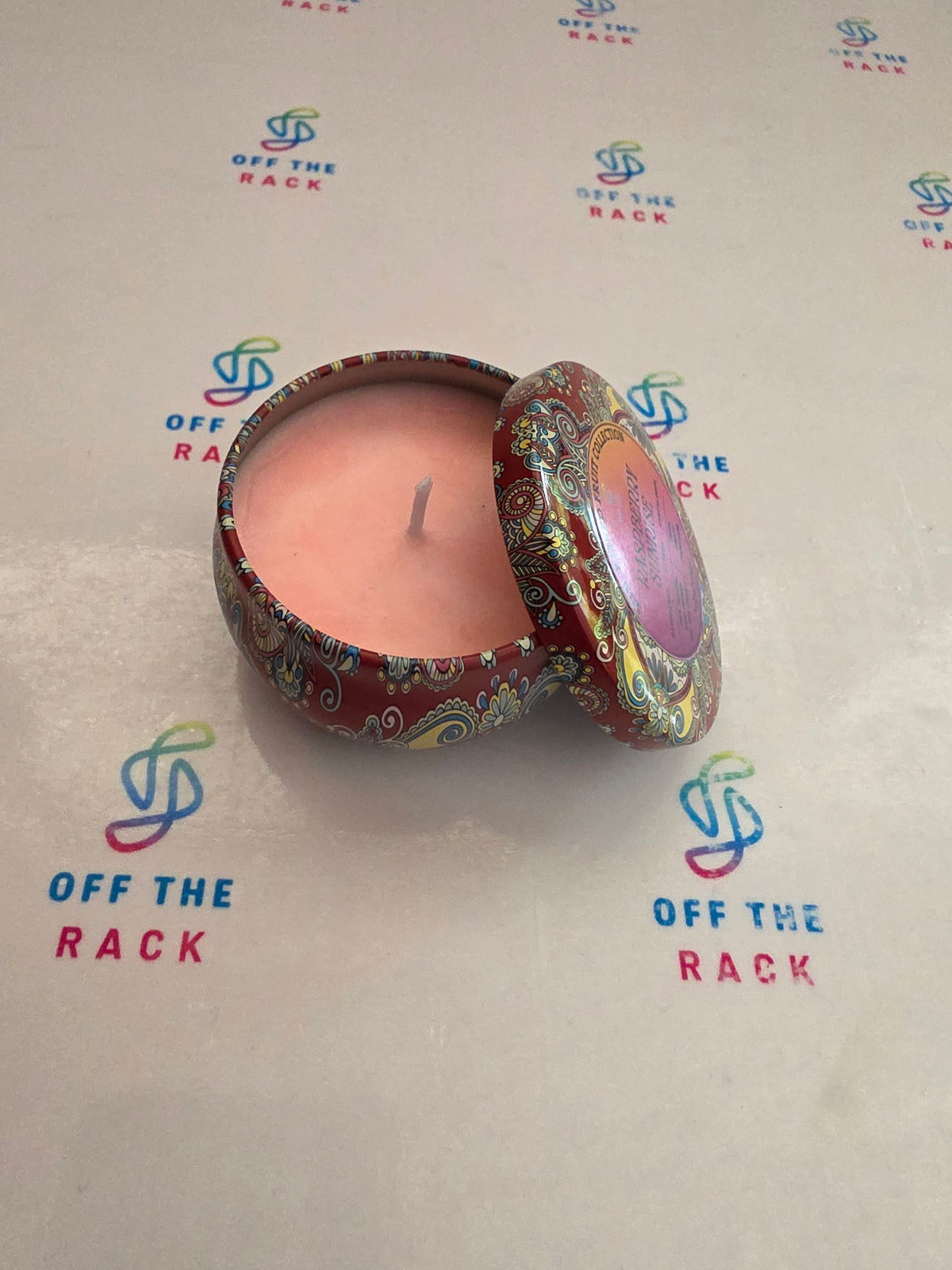 Raspberry Sunrise Mandala Tin Candle