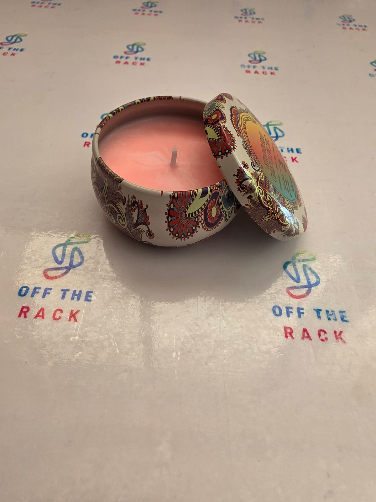 Strawberry Garden Picnic Mandala Tin Candle