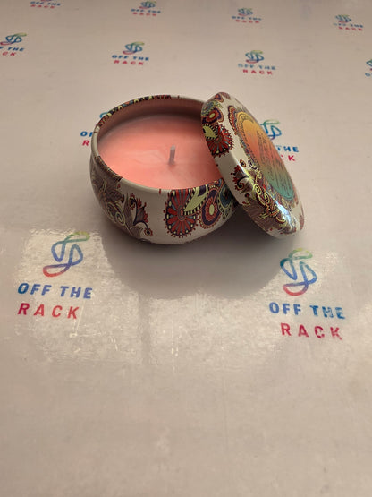 Strawberry Garden Picnic Mandala Tin Candle