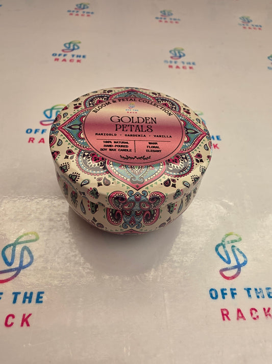 Golden Petals Mandala Tin Candle