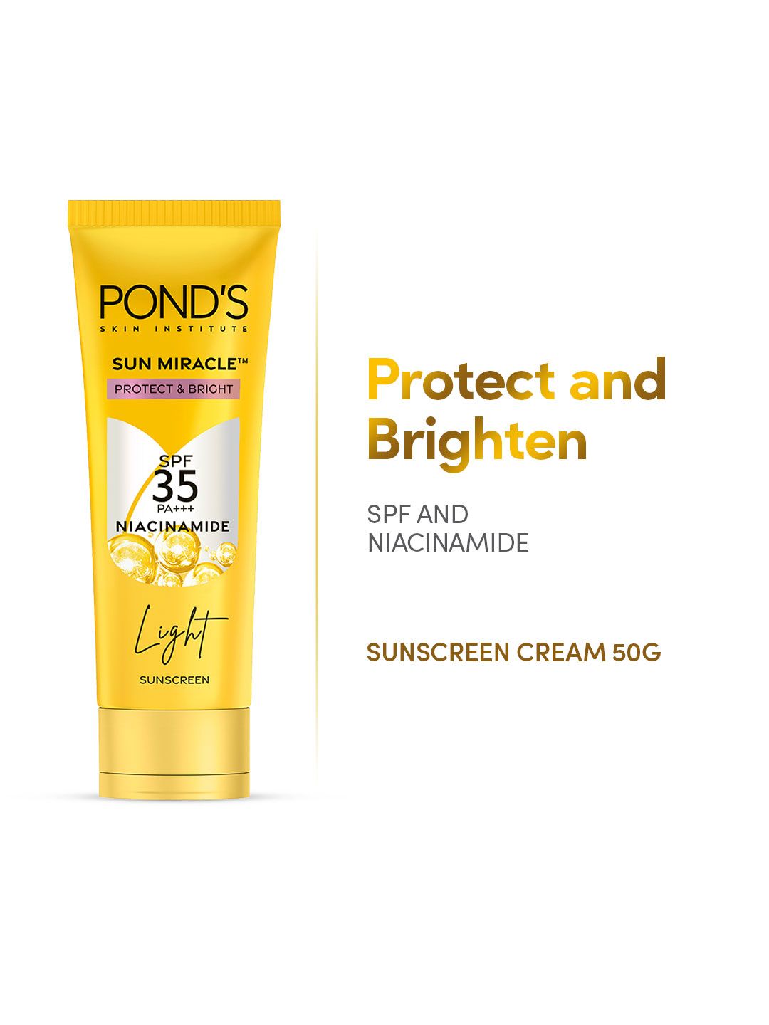 Ponds Sun Miracle SPF 35 PA+++ Protect & Bright Light Sunscreen with Niacinamide