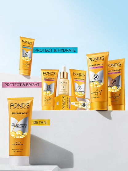 Ponds Sun Miracle SPF 35 PA+++ Protect & Bright Light Sunscreen with Niacinamide