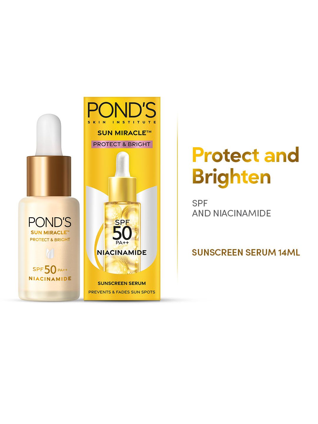 Ponds SPF 50 PA+++ UVA UVB Protect & Brighten Serum Sunscreen with Niacinamide C