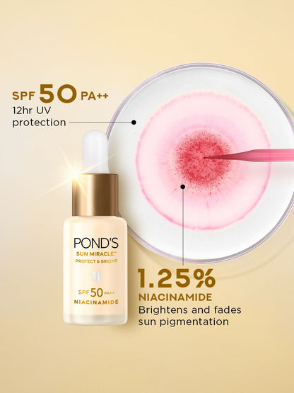 Ponds SPF 50 PA+++ UVA UVB Protect & Brighten Serum Sunscreen with Niacinamide C