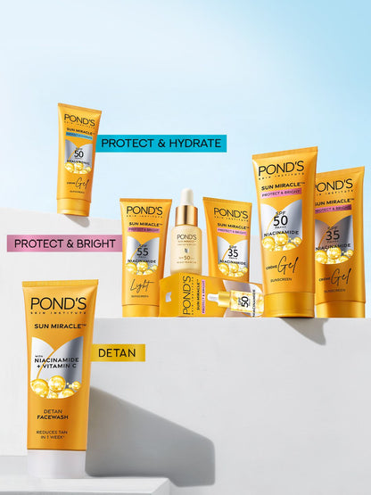 Ponds SPF 50 PA+++ UVA UVB Protect & Brighten Serum Sunscreen with Niacinamide C