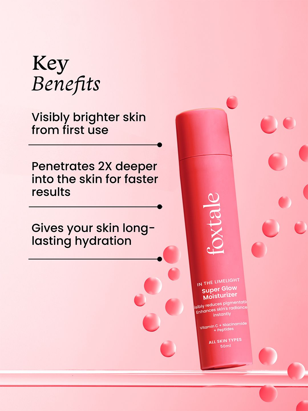 Foxtale Vitamin C Super Glow Moisturiser with Niacinamide & Peptides